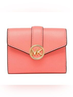💯% Auethentic Michael Kors Carmen faux Leather Wallet with Gold MK Accent